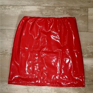 Red leather skirt